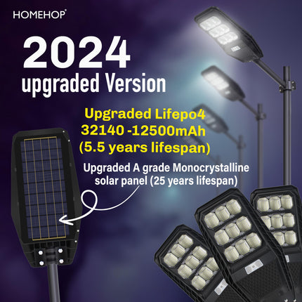 Homehop 100W Solar Street Light Outdoor with Motion Sensor, Security, Automatic,Wireless, Wall Lamp for Outdoor, Home & Garden with Remote Control (ABS, Cool White), 