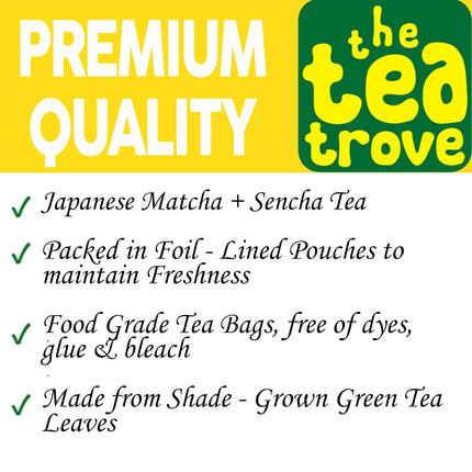 The Tea Trove Japanese Matcha Green Tea Bags-40 Eco-Friendly Matcha Tea + Sencha Green Tea Bag In Resealable Pouch,0.06 Kg