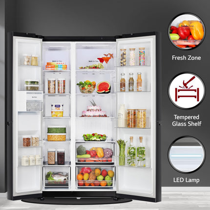 LG 655 L Frost Free Smart Inverter Double Door Side by Side Refrigerator (GL-B257HWBY, Western Black, Express Freezing | Multi Air-Flow) 