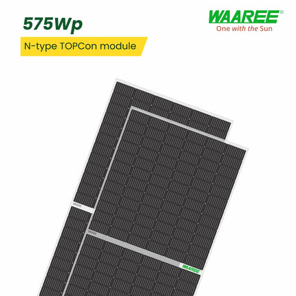 WAAREE II Single Panel II 575 Watt Topcon Solar Panel II N Type Bifacial Solar Panel II 144 Half-Cut Cell. (Topcon Bifacial, 575 W (Pack of 1)) 
