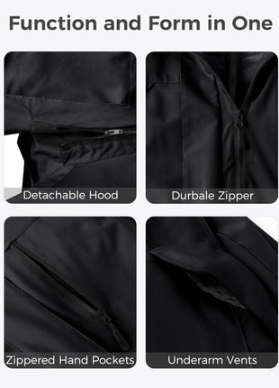 Wantdo Women's 3 In 1 Plus Size Coat Waterproof Snow Jacket Hooded Black 3X