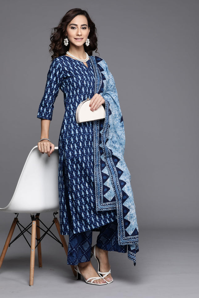 Libas Women's Cotton Kurta Sets (20161O_Blue 