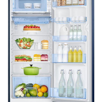 Samsung 223L 3 Star Inverter Direct-Cool Single Door Refrigerator Appliance (RR24C2823CU/NL,Camellia Blue) Base Stand Drawer 