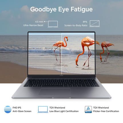HONOR MagicBook X16 (2024), 12th Gen Intel Core i5-12450H, 16-inch (40.64 cm) FHD IPS Anti-Glare Thin and Light Laptop (16GB/512GB PCIe SSD/Windows 11/ Full-Size Numeric Keyboard /1.68Kg), Gray 