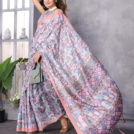 Priyashi Women Mysore Silk Art Silk Cotton Blend Printed Bollywood Saree With Blouse |saree for Women | silk saree | New Sari | Latest Saree_AZ-PY-P1-PUSHPA 09 
