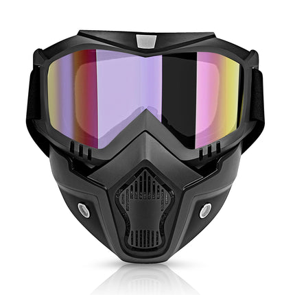 Eliane Goggle Mask Anti Scratch Uv Protective Face & Eyewear Windproof Dirt Shield with Soft Foam Padded Detachable Mouth Filter for Cycling Bike Off Road Racing Ride Unisex (Rainbow Visor), Erin 