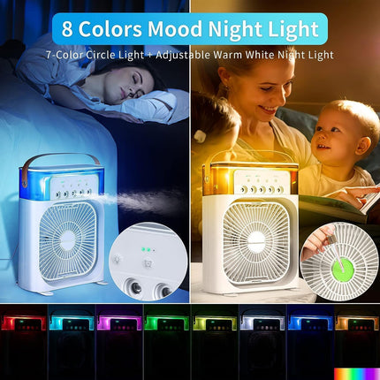 Portable Air Conditioners - Small AC Quiet Personal Air Cooler, USB Powered Mini Desktop Cooling Misting Fan, 1 | 2 | 3 Timer with 3 Speeds for Office, Home, Room, Desk and Car (White) 