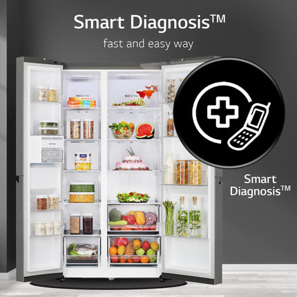 LG 655 L Frost-Free Smart Inverter Double Door Side-By-Side Refrigerator (GL-B257HDSY, Dazzle Steel, Express Freeze | Multi Air-Flow) 