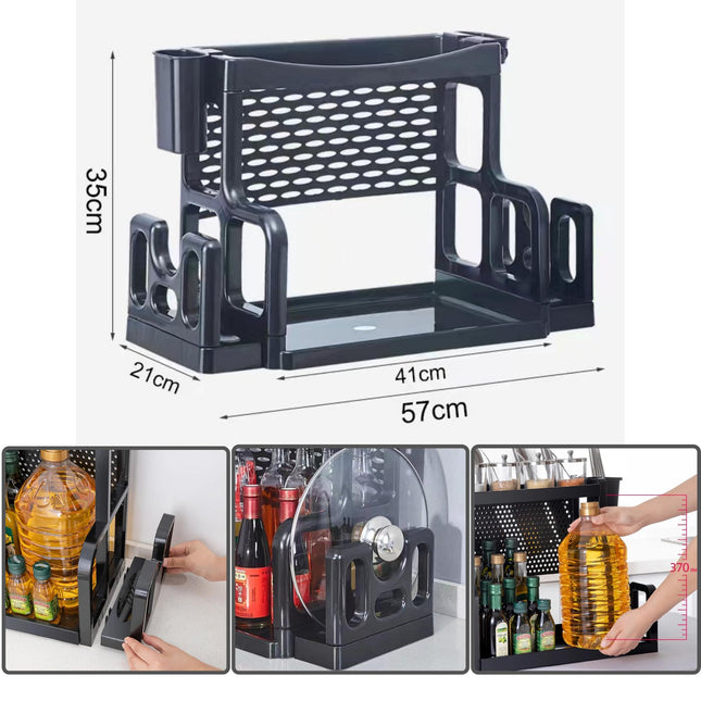 HomeEssentials Kitchen Accessories Organizer Set - Condiment Rack Holder, Countertop, Tabletop Household Floating Shelves, Seasoning Jar & Spice Racks, Chopping Board & Knife Storage (PACK OF 1) 
