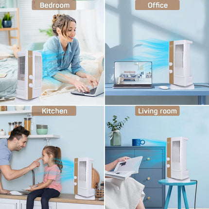 Ekvira High Speed Fan | High-Speed, Small, Compact, Portable 120° Wide Oscillation for Home, Kitchen, Office |1.2ft Height | Without Water | Includes USB Mobile Charger -White 