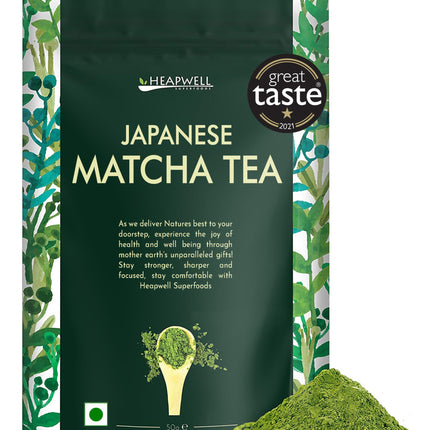 Heapwell Superfoods Japanese Matcha Green Tea Powder, 50 Grams (30 Servings) | Sourced From Shizuoka, Japan