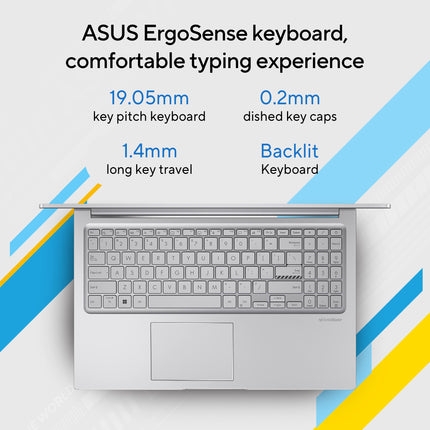 ASUS VivoBook 15 (2022), Intel®Core™ i3-1215U 12th Gen, 15.6" (39.62 cm) FHD, Thin and Light Laptop (8GB/512 SSD//Windows 11/Office 2021/Backlit KB/Cool Silver/1.7 kg), X1504ZA-NJ322WS 