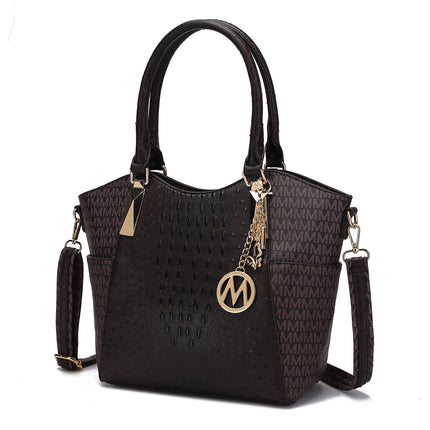 MKF Collection Crossbody Tote Bag for Women - PU Leather Top-Handle Satchel Shoulder Handbag, Kristal Brown 
