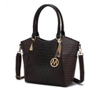 MKF Collection Crossbody Tote Bag for Women - PU Leather Top-Handle Satchel Shoulder Handbag, Kristal Brown 