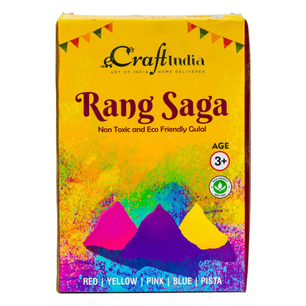 eCraftIndia Pack of 5 (5x80 g) Natural Gulal Holi Colours | Holi Colours for Kids Family Men Women | Natural Holi Colour | Holi Decoration Items | Holi Gulal | Holi Gift Hampers Box 