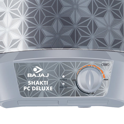 Bajaj Shakti PC Deluxe Storage 15 Litre Vertical Water Heater | BEE 4 Star Rated Geyser for Bathroom & Kitchen | Swirl Flow Technology | Titanium Armour Technology | 2 Years Warranty 【Grey】 