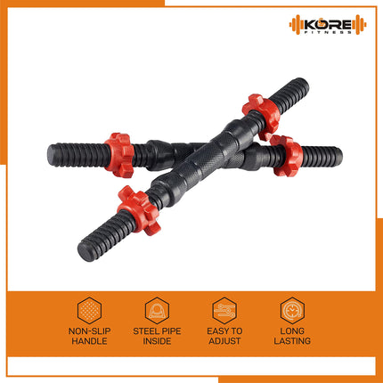 Kore 20 KG PVC-DM COMBO16 (3Kg X 4 Plates + 2Kg X 4 Plates) Home Gym Dumbbells Kit, Black 
