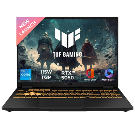 ASUS TUF F16,13th Gen,Intel Core i5-13450HX,Gaming Laptop(RTX 5050-8GB/115W TGP/16GB RAM/1TB SSD/FHD+/16"/165Hz/90Whr/Windows 11/M365 Basic (1Year)*/Office Home 2024/Jaeger Gray/2.5 Kg)FX608JH-RV057WS 