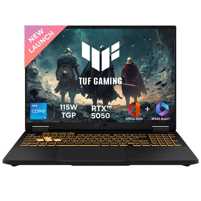 ASUS TUF F16,13th Gen,Intel Core i5-13450HX,Gaming Laptop(RTX 5050-8GB/115W TGP/16GB RAM/1TB SSD/FHD+/16"/165Hz/90Whr/Windows 11/M365 Basic (1Year)*/Office Home 2024/Jaeger Gray/2.5 Kg)FX608JH-RV057WS 