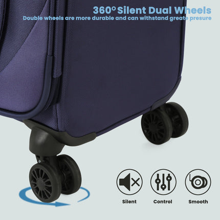 Delsey Paris Rami 55 cms Small Cabin Polyester Soft-sided 8 Wheels Spinner Luggage/Suitcase/Trolley Bag for travel (Blue) 