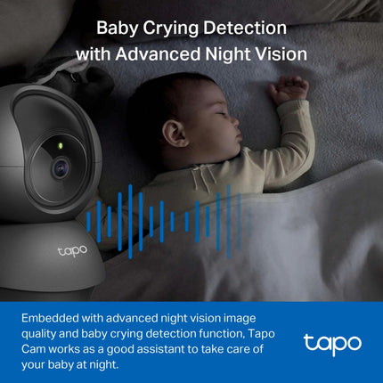 Tapo C201 360° 2MP 1080p Full HD Pan/Tilt Home Security Wi-Fi Smart Camera| Alexa Enabled| 2-Way Audio| Night Vision| Motion Detection| Sound and Light Alarm| Indoor CCTV Black 