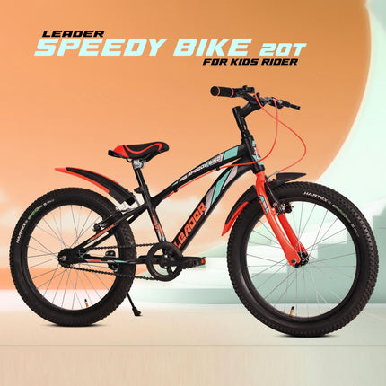 Leader Speedy Bike 20T Kids Cycle for Age 6 to 9 Years (Black/Orange) | Frame Size 12" | Unisex Cycle 