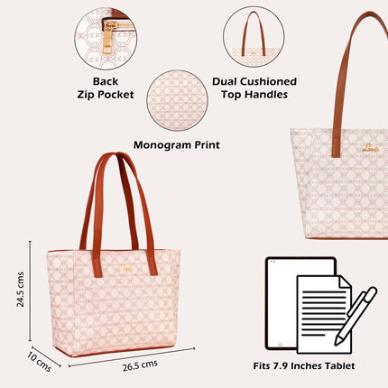 Lavie Women's Mono Betula Tote Handbag for Women | Tote Bag for Work | Ladies purse | Stylish Shoulder Bag | Gift For Women 
