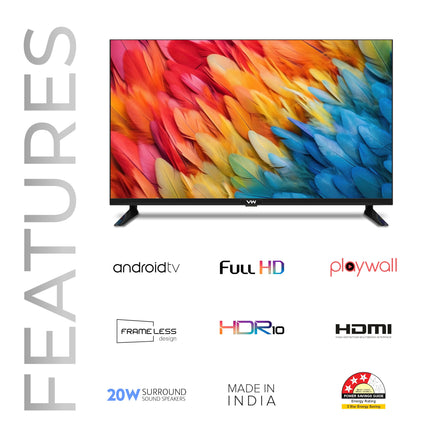 VW 109 cm (43 inches) Playwall Frameless Series Full HD Android Smart LED TV VW43F2 