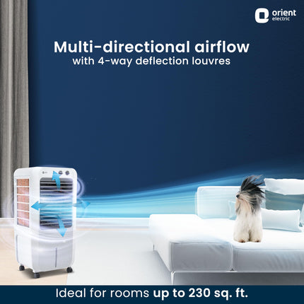 Orient Electric Aeroquid 46L Personal Cooler | 8m Air Throw Distance | 150W Power Consumption | 4 Way Cooling | 1 Year Product Warranty | White 