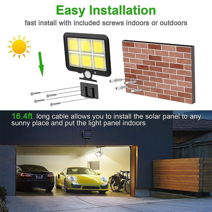 Solar Light Outdoor with Motion Sensor, Solar Light + Solar Panel Separate Design with 4m Cable for Home Garden Balcony, Waterproof 120 LED Solar Wall Light with 120° Lighting Angle Night Spotlight 