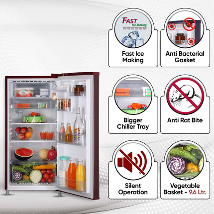 LG 185 L 4 Star Direct-Cool Inverter Single Door Refrigerator (GL-B199OSEY, Scarlet Euphoria, Smart Connect) 