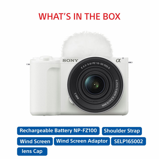 Sony Alpha ZV-E10M2K 26 MP Interchangeable Lens Mirrorless Vlog Camera for Creators (16-50mm Power Zoom Lens) | APS-C Sensor | 4K 60p with 10bit 4:2:2 Recording - (White) 