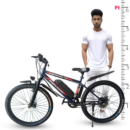 ImpulseGo X1 Mountain Electric Cycle with 7.8Ah Removable Battery, Dual Disc, Front Suspension, 36V 250W BLDC Motor, Quick Acceleration, 2 Years Battery Warranty 90% Assembled (Blue) 