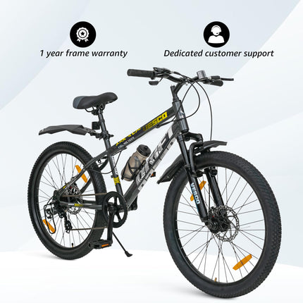 VESCO Drift 24 T Cycle 7 Speed Gear | Kids Cycle for Boys 9-13 Age | 16 inch Frame | Mountain Bicycle with Front Suspension & Dual Disc Brakes | Ideal for Kids 10-12 Years (Charcoal Grey) 