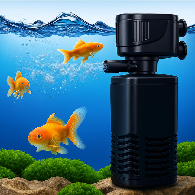 Buraq Aquarium Filter, 4 in 1 High Power Oxygen Filteration System, Low Power Consumption Submersible & Efficient Fish Tank Filter for Crystal Clear Water, Aquarium Filters for Fish Tank 