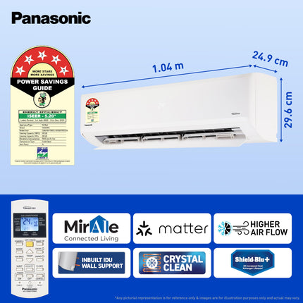 Panasonic 1.5 Ton 5 Star Premium Wi-Fi Inverter Smart Split AC (Matter Enabled, Higher Airflow, Copper Condenser, 7in1 Convertible, True AI, 4-Way, PM 0.1 Filter, CS/CU-NU18AKY5WX, White) 