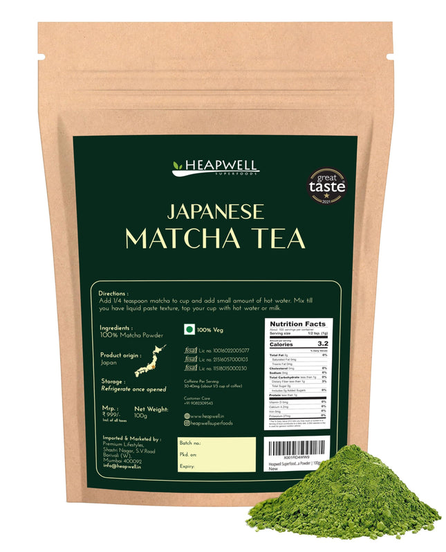 Heapwell Superfoods Japanese Premium Matcha Green Tea Powder | 100grams