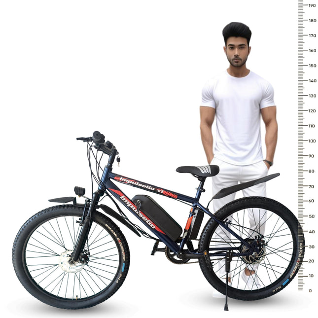 ImpulseGo X1 Mountain Electric Cycle with 7.8Ah Removable Battery, Dual Disc, Front Suspension, 36V 250W BLDC Motor, Quick Acceleration, 2 Years Battery Warranty 90% Assembled (Blue) 