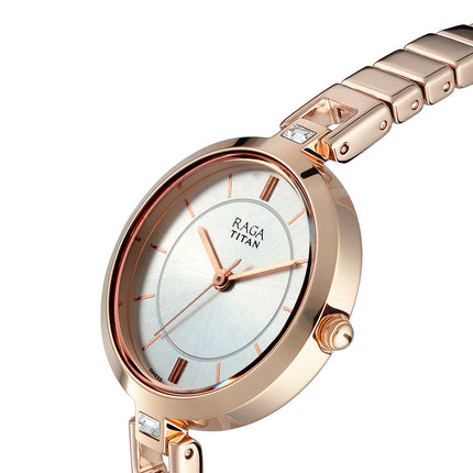 Titan Raga Quartz Analog Silver Dial Metal Strap Watch for Women-NR2603WM01 