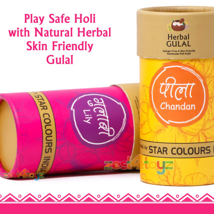 Zest 4 Toyz Non-Toxic Perfumed Herbal Gulal for Holi Celebration, Skin Friendly, Natural Fragrance Handmade Holi Gulal (80 Grm, Assorted Colour) - Pack of 3 