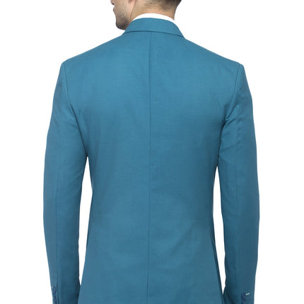 FAVOROSKI Designer Men's Slim Fit Notch Lapel Collar Single Breasted Tuxedo Blazer, Turquoise Green XL 