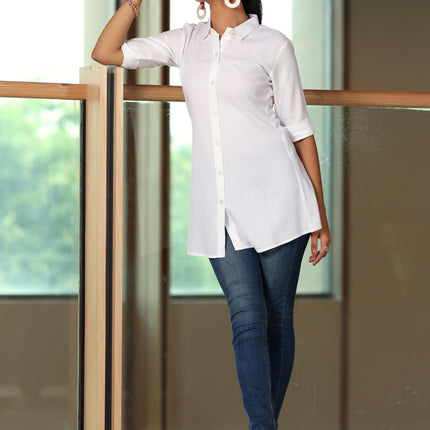 Libas Women's Viscose Rayon A-Line Kurtis (58218_Off White 