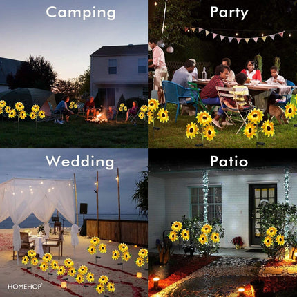 Homehop Solar Light Outdoor 30 Led 3 Sunflowers in One Plant for Garden, Outdoor, Home, Pathway, Balcony, Landscape, Automatic On/Off Decorative Lamp (ABS Pack of 1) 