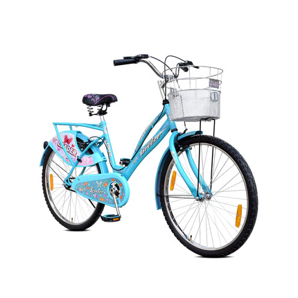 Leader Lady Star Breeze 26T Bicycle for Girls/Women with Front Basket and Integrated Carrier | Ideal for 12 + Years (Frame: 18 Inches) (26, Aqua Blue) 