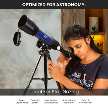 Cezo Telescope for Kids & Adults, 50mm Aperture Astronomical Refractor Telescope for Astronomy Beginners (18X-28.8X), 360mm Portable Scope with Tripod Stand and Mobile Holder (50-MM) 