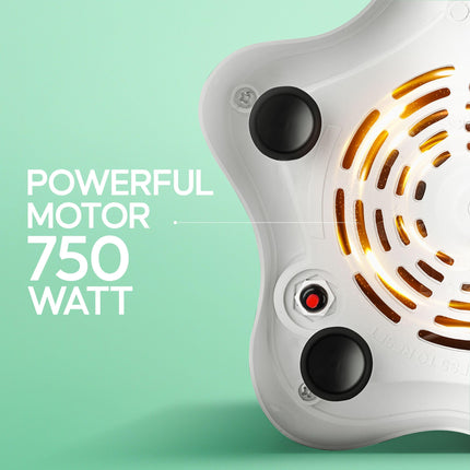 Longway Super Dlx 750 Watt Juicer Mixer Grinder with 4 Jars for Grinding, Mixing, Juicing with Powerful Motor | 2 Years Warranty | (White & Blue, 4 Jars) 