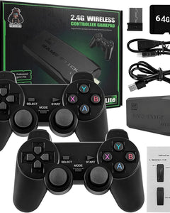 Play Zone Retro Wireless Gaming Console | 64GB Game Stick with 15000+ Classic Games | Dual Wireless Controllers | 4K HDMI Output | HD Sound | Plug & Play for Smart TV, PC, Laptop, Projector 