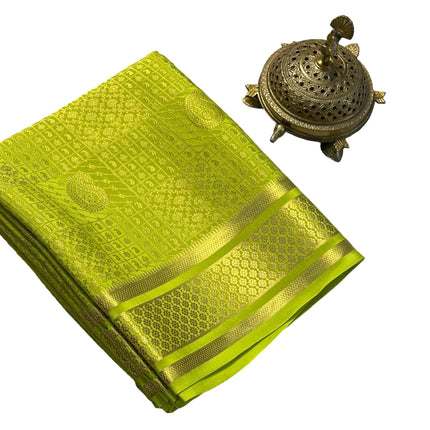 Pure Brocade Mysore Silk Sarees, Jacquard Blouse, Green Saree 
