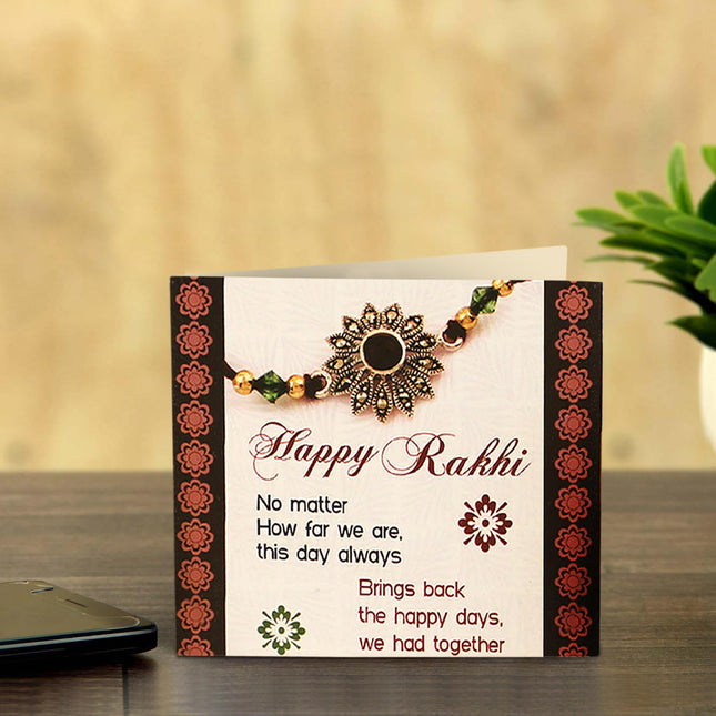 TIED RIBBONS Men Rakhi Gifts For Brother - Premium Rakhi With Rakshabandhan Wooden Pen Stand Greeting Card- Rakhi For Brother 