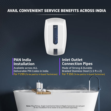 V-Guard Zio Geyser 5 Litre Instant Water Heater | Advanced Multi-Layered Safety | 3000 W Powerful Heating | Suitable For Kitchen & Bathroom | 5 Year Inner Tank Warranty by V-Guard | White-Blue 